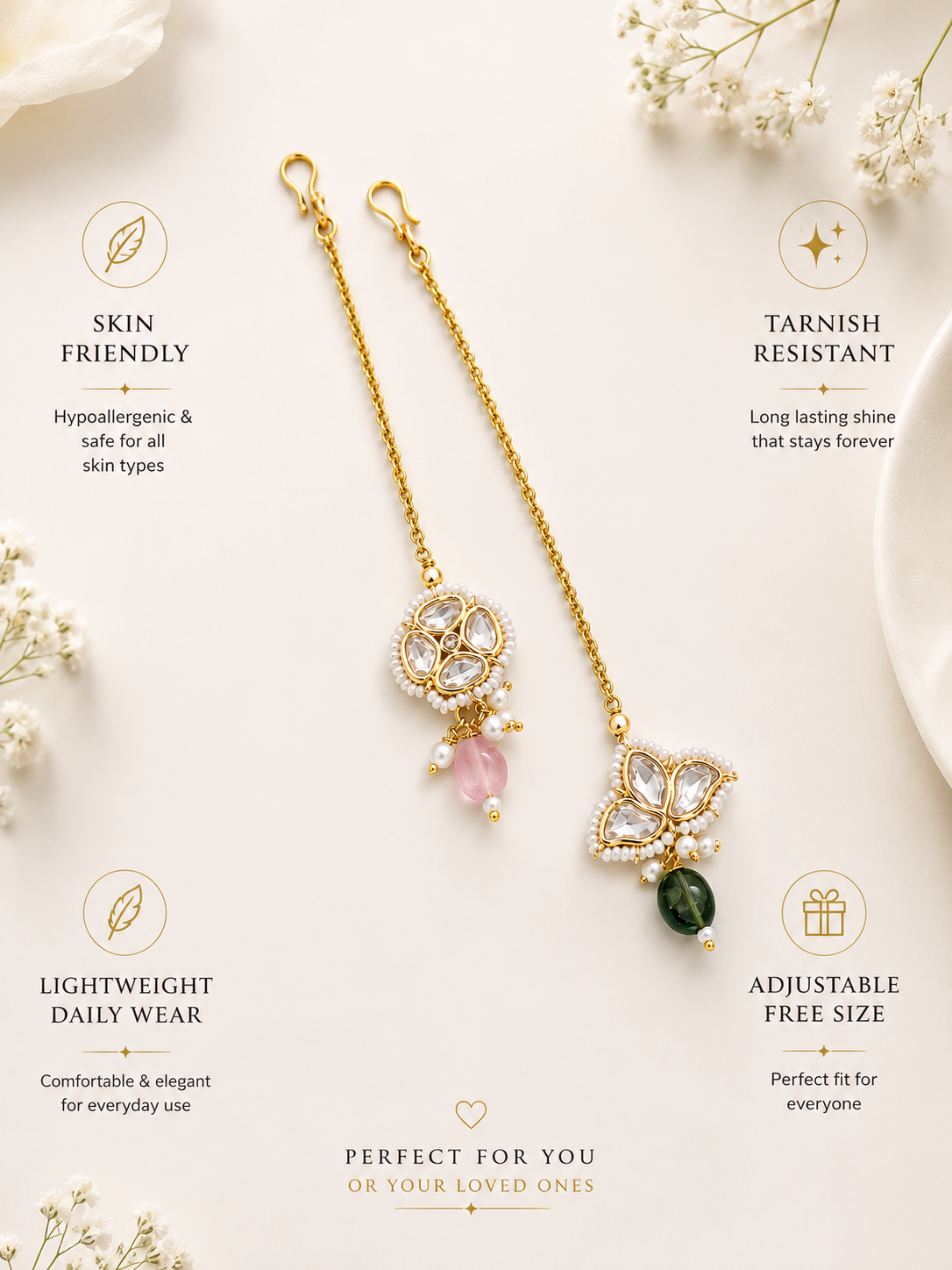 Set Of 2 Gold Plated Kundan Maangtikka - maang tikka by Abdesigns Jewellery