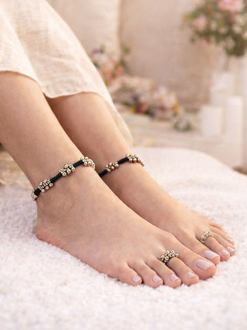 gungru anklet toe ring combo Silver Bead