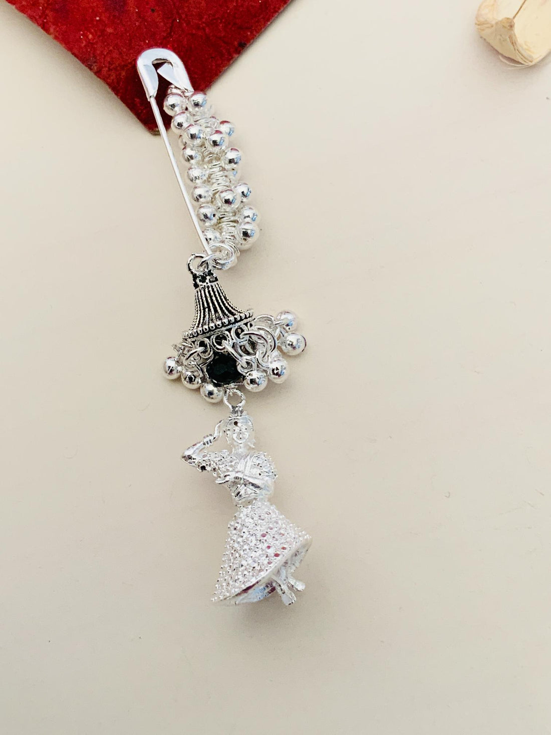 Dancing Doll German Silver Plated Saree Pin - Abdesignsjewellery