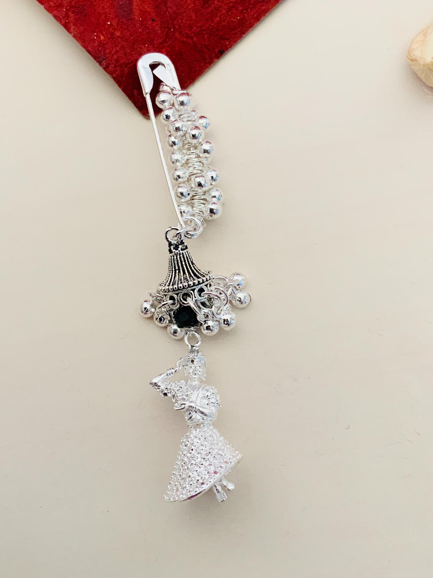 Dancing Doll German Silver Plated Saree Pin