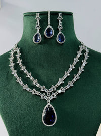 Thumbnail for Luxurious Silver Plated American Diamond Necklace