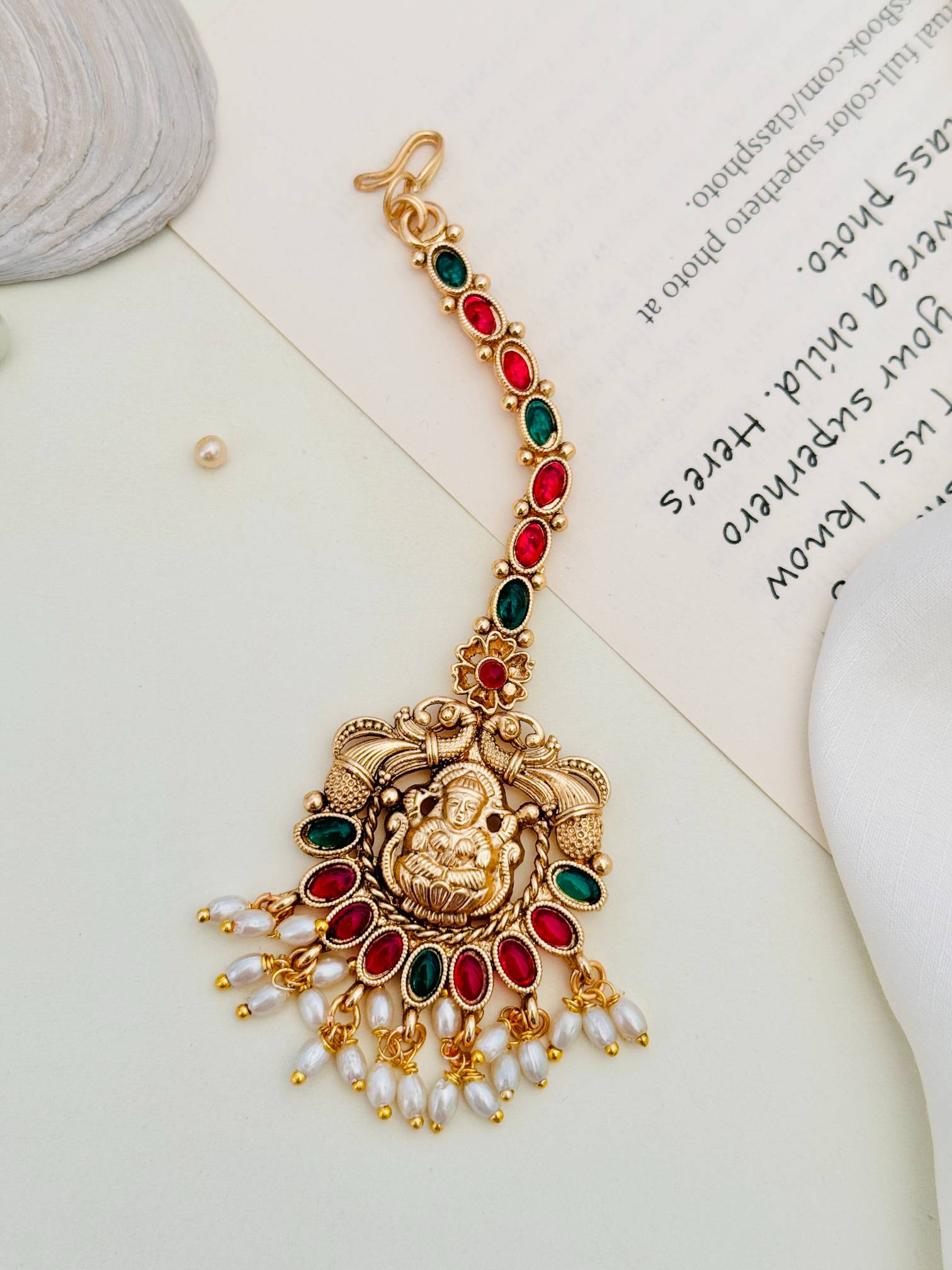 Antique Temple Style Goddess Laxmi Maang Tikka for Women