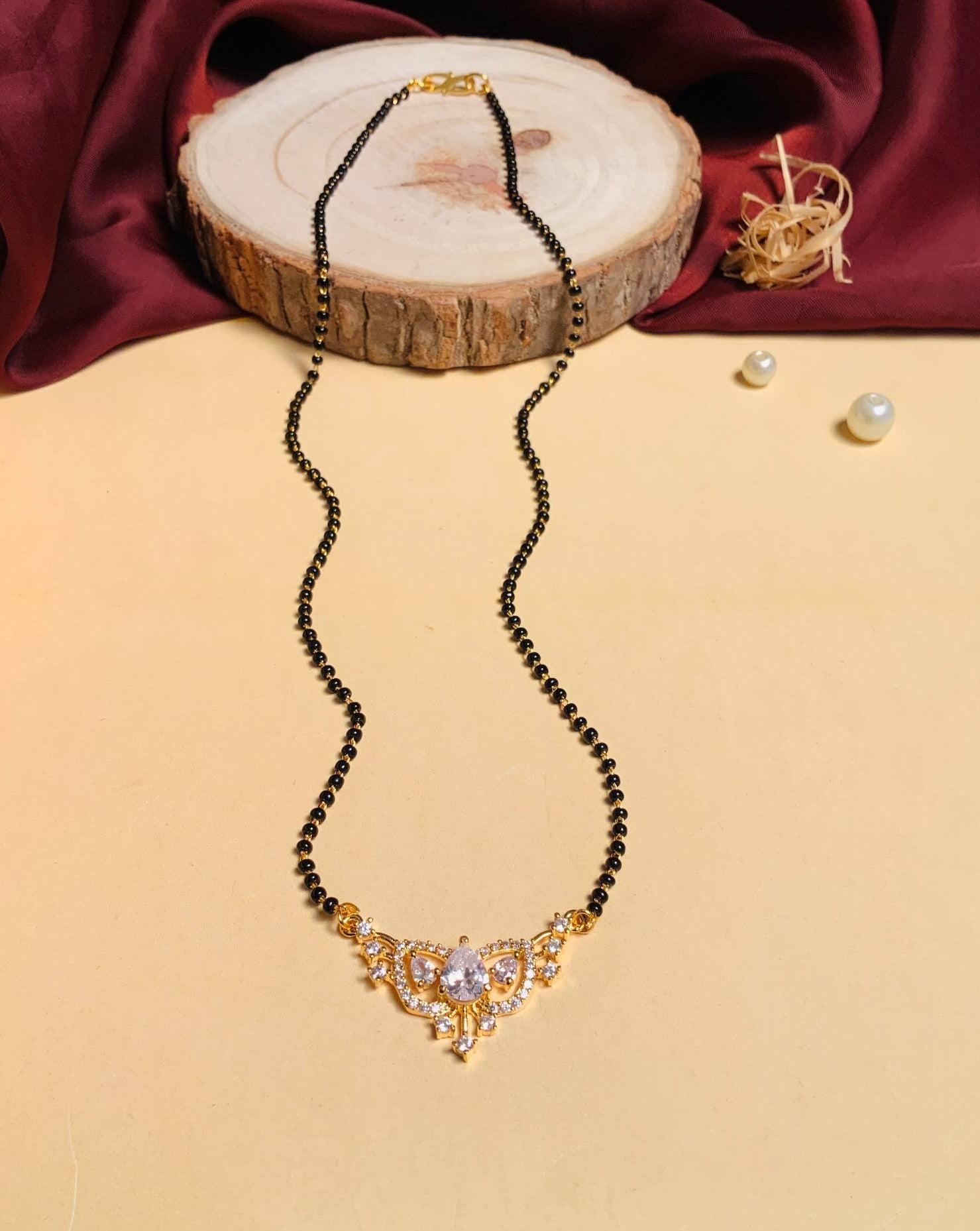 Contemporary Gold Plated American Diamond Mangalsutra - Abdesignsjewellery