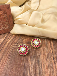 Thumbnail for Antique Maroon Stones Stud Earring - Abdesignsjewellery