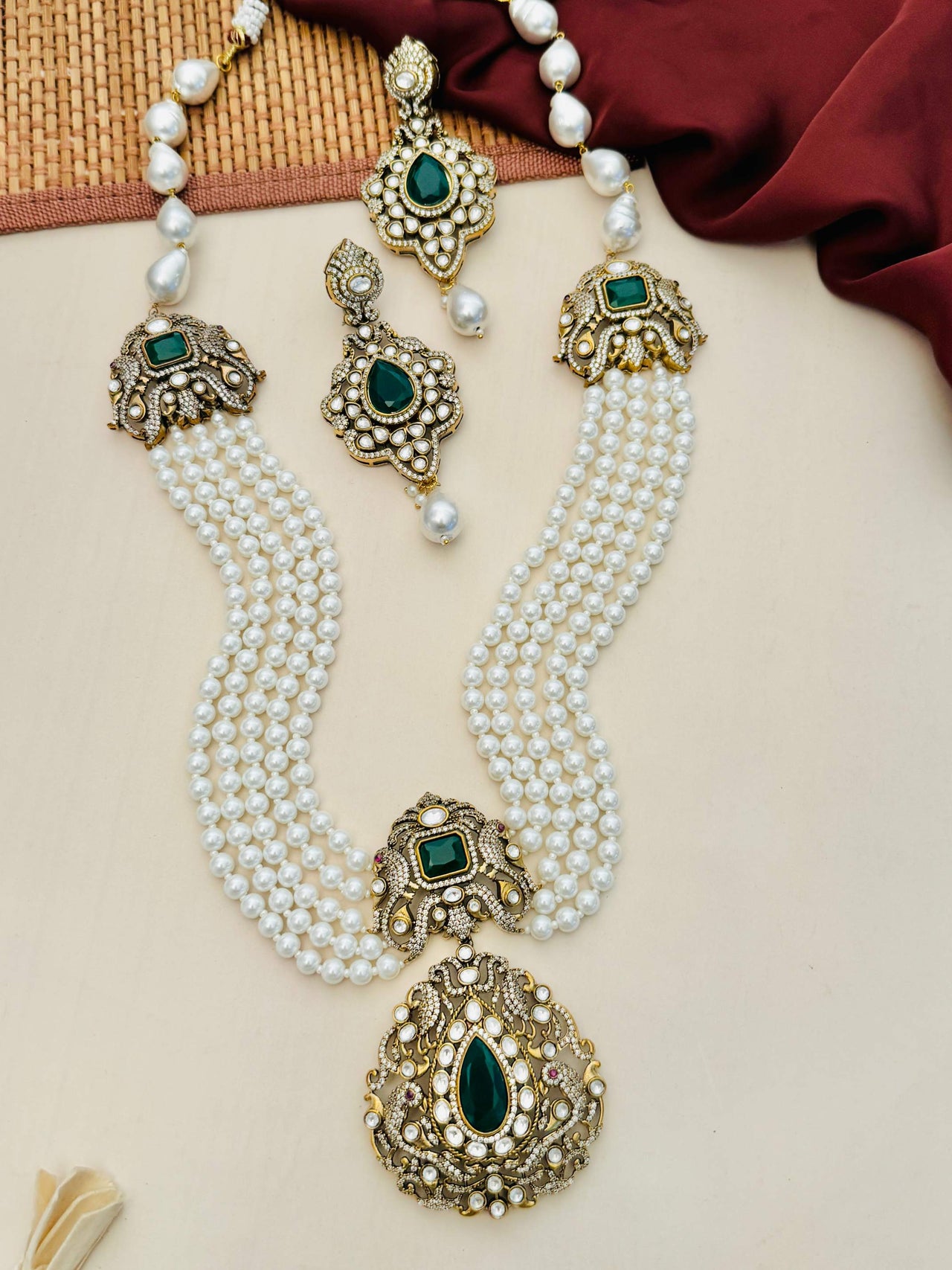 Sabyasachi Inpsired Victorian Peacock Pearl Necklace