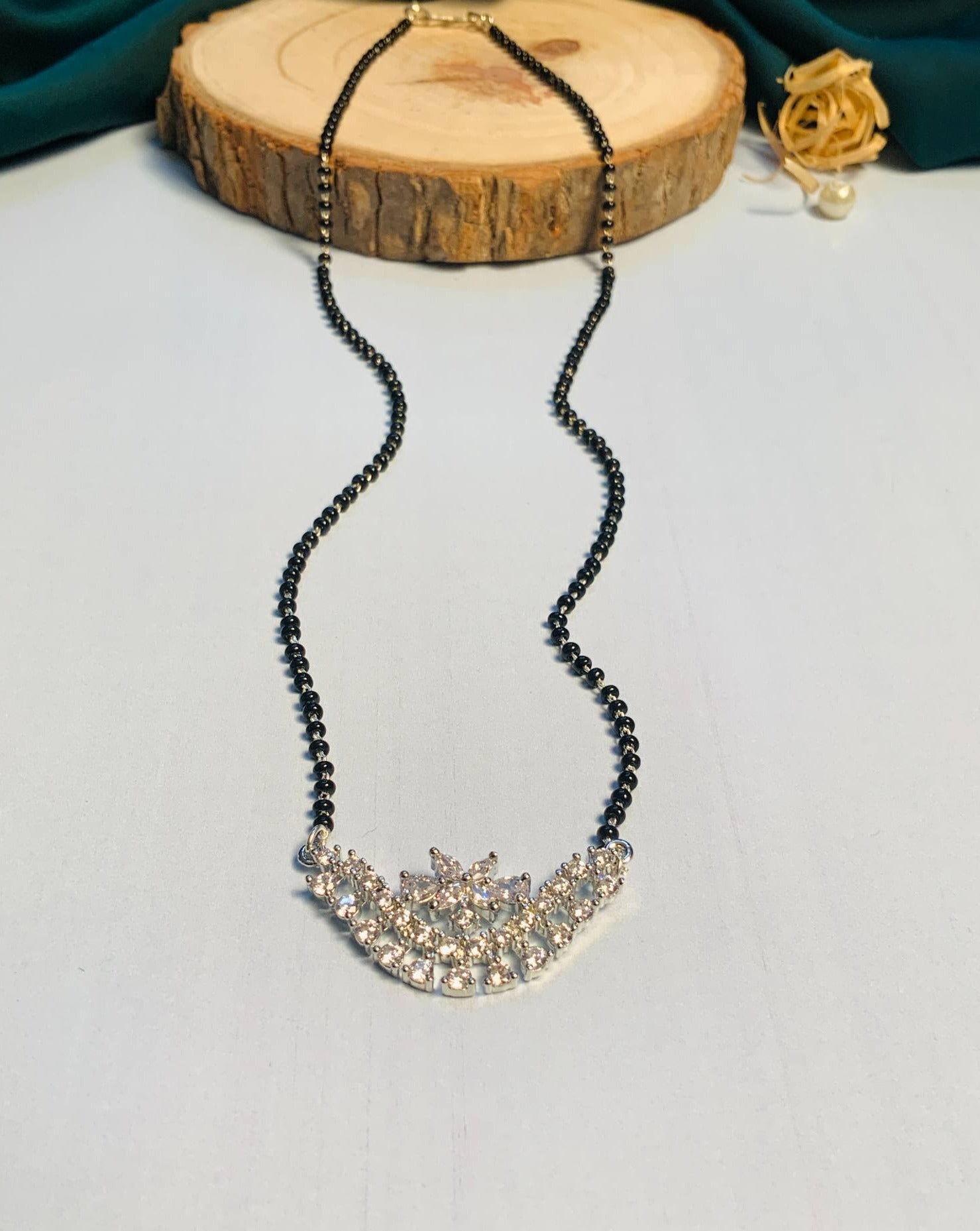 Beautiful Silver Plated Floral Mangalsutra - Abdesignsjewellery