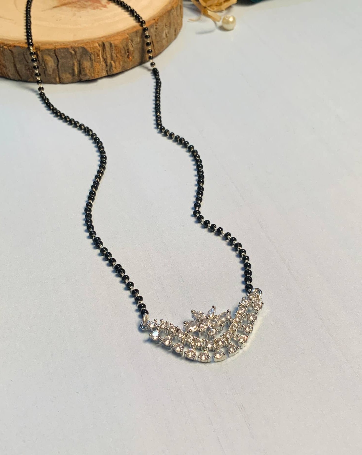 Beautiful Silver Plated Floral Mangalsutra - Abdesignsjewellery