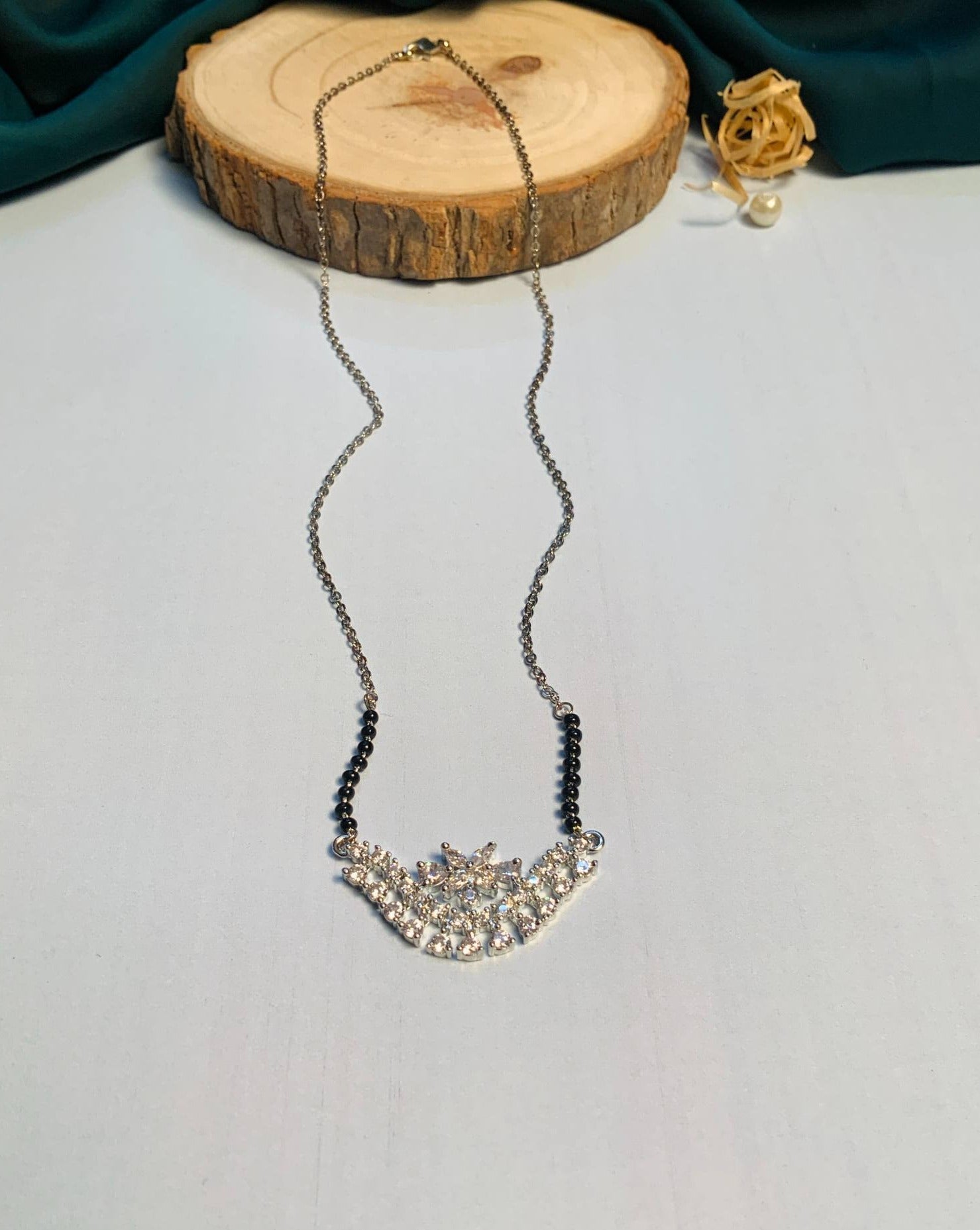 Beautiful Silver Plated Floral Mangalsutra - Abdesignsjewellery