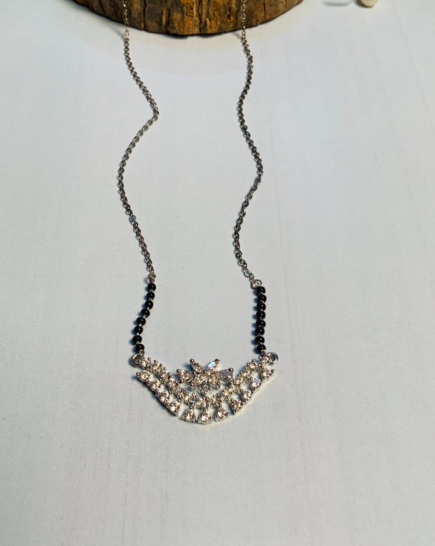 Beautiful Silver Plated Floral Mangalsutra - Abdesignsjewellery