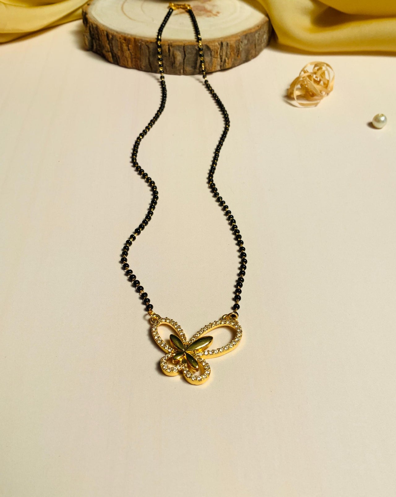 Alluring Butterfly Diamond Mangalsutra - Abdesignsjewellery