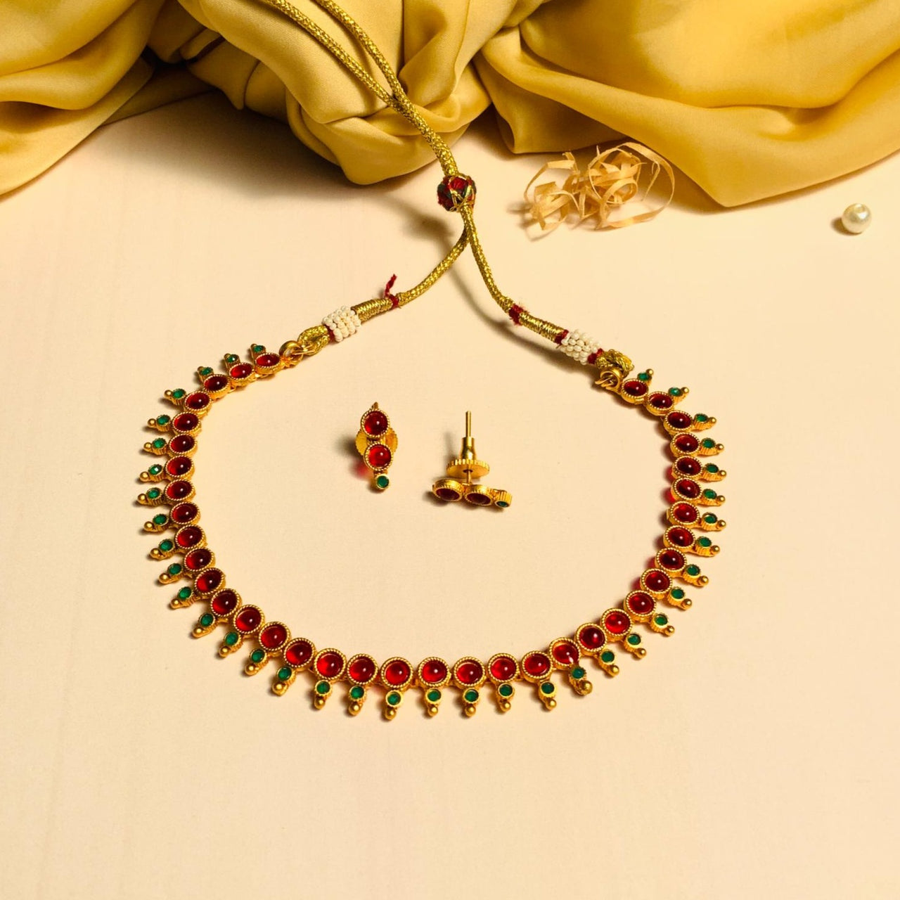 Charming Kemp Stone Gold Plated Necklace Set - Abdesignsjewellery