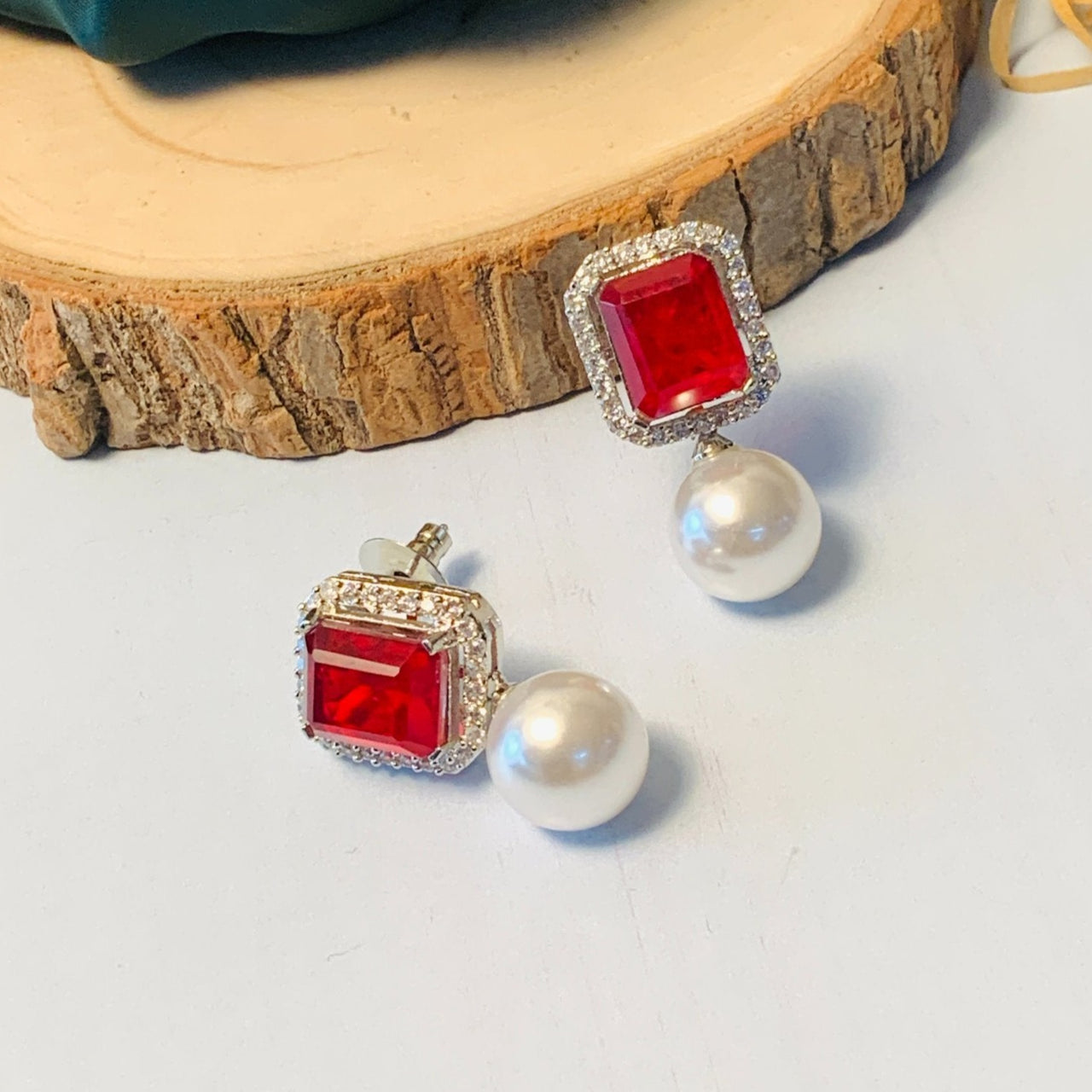 Glamorous Drop CZ Crystal Silver Plated Earrings - Abdesignsjewellery