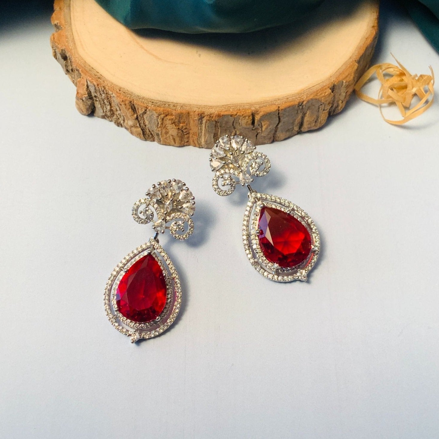 Sparkling CZ Crystal Silver Plated Pendant Chain - earrings by Abdesigns Jewellery