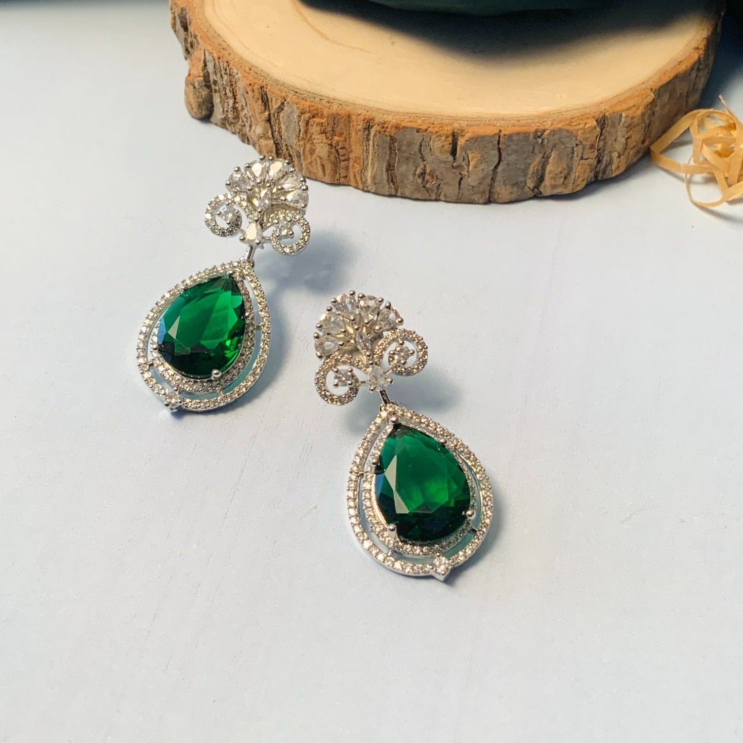 Sparkling CZ Crystal Silver Plated Pendant Chain - earrings by Abdesigns Jewellery