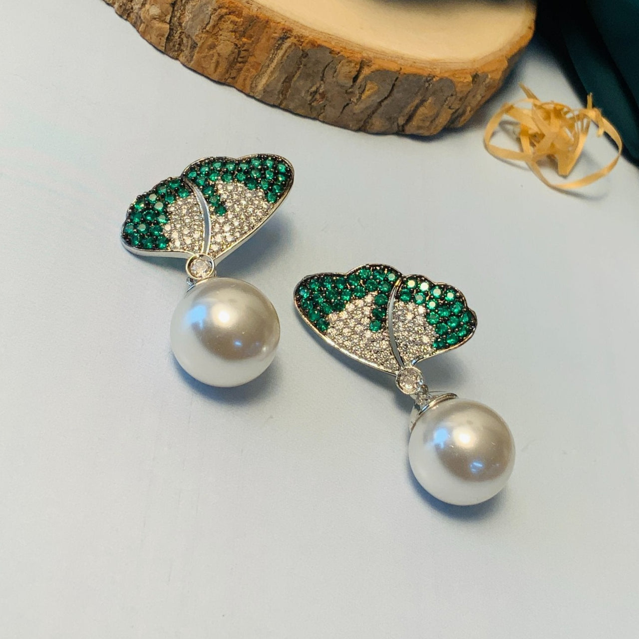 Charming Crystal Butterfly Silver Plated Earring - Abdesignsjewellery