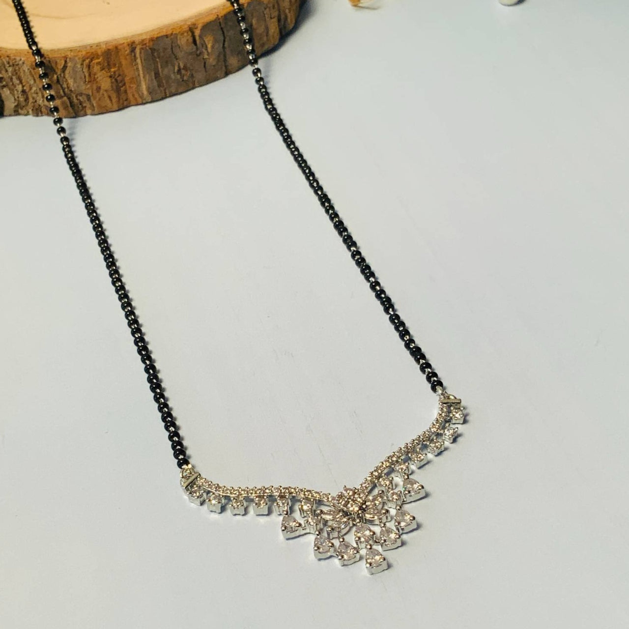Enchanting Floral Silver Plated Mangalsutra - Abdesignsjewellery