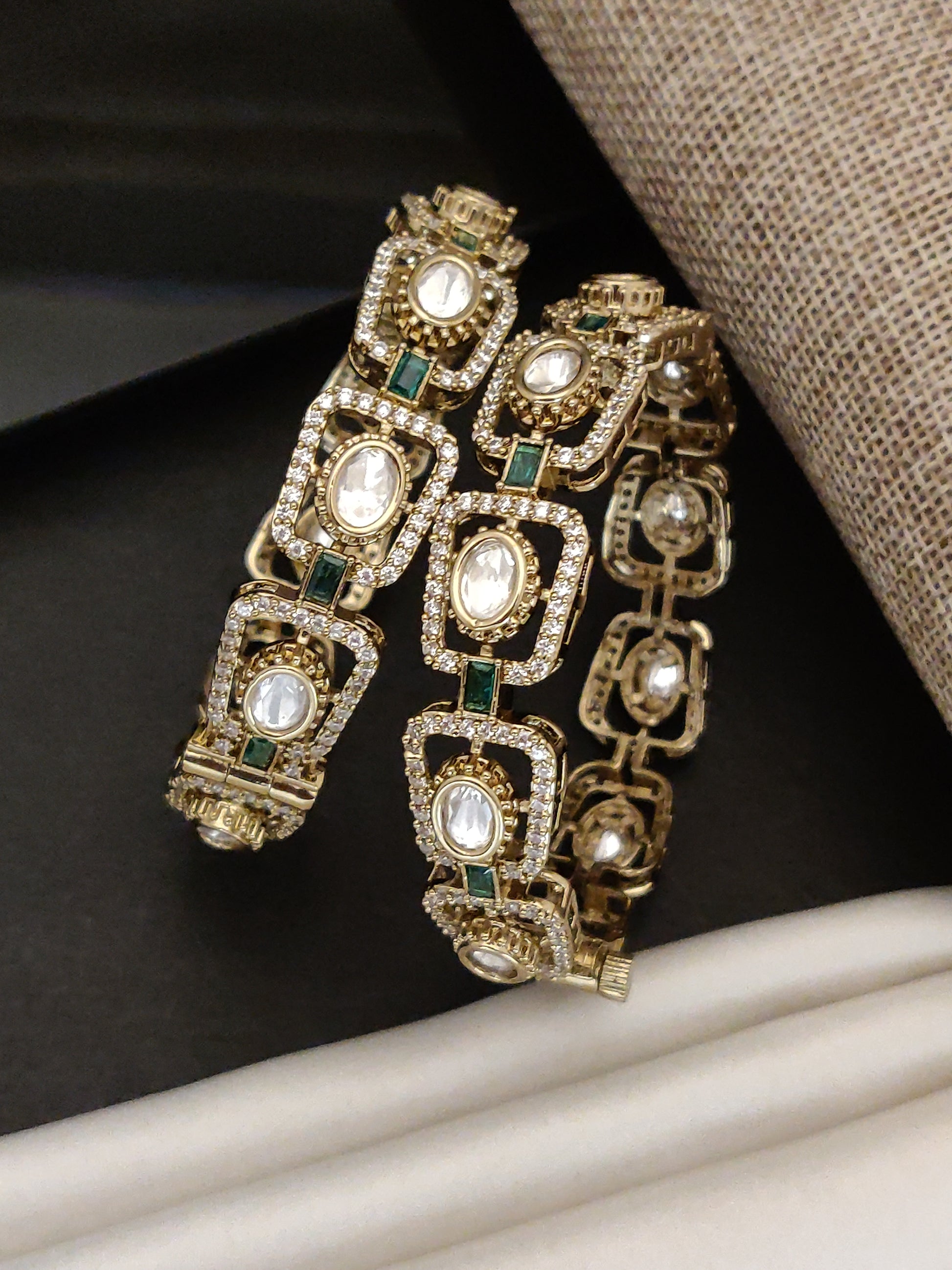 Traditional Victorian Plated Square Polki Bangles - bangle by Abdesigns Jewellery