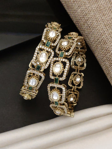 Traditional Victorian Plated Square Polki Bangles - bangle by Abdesigns Jewellery