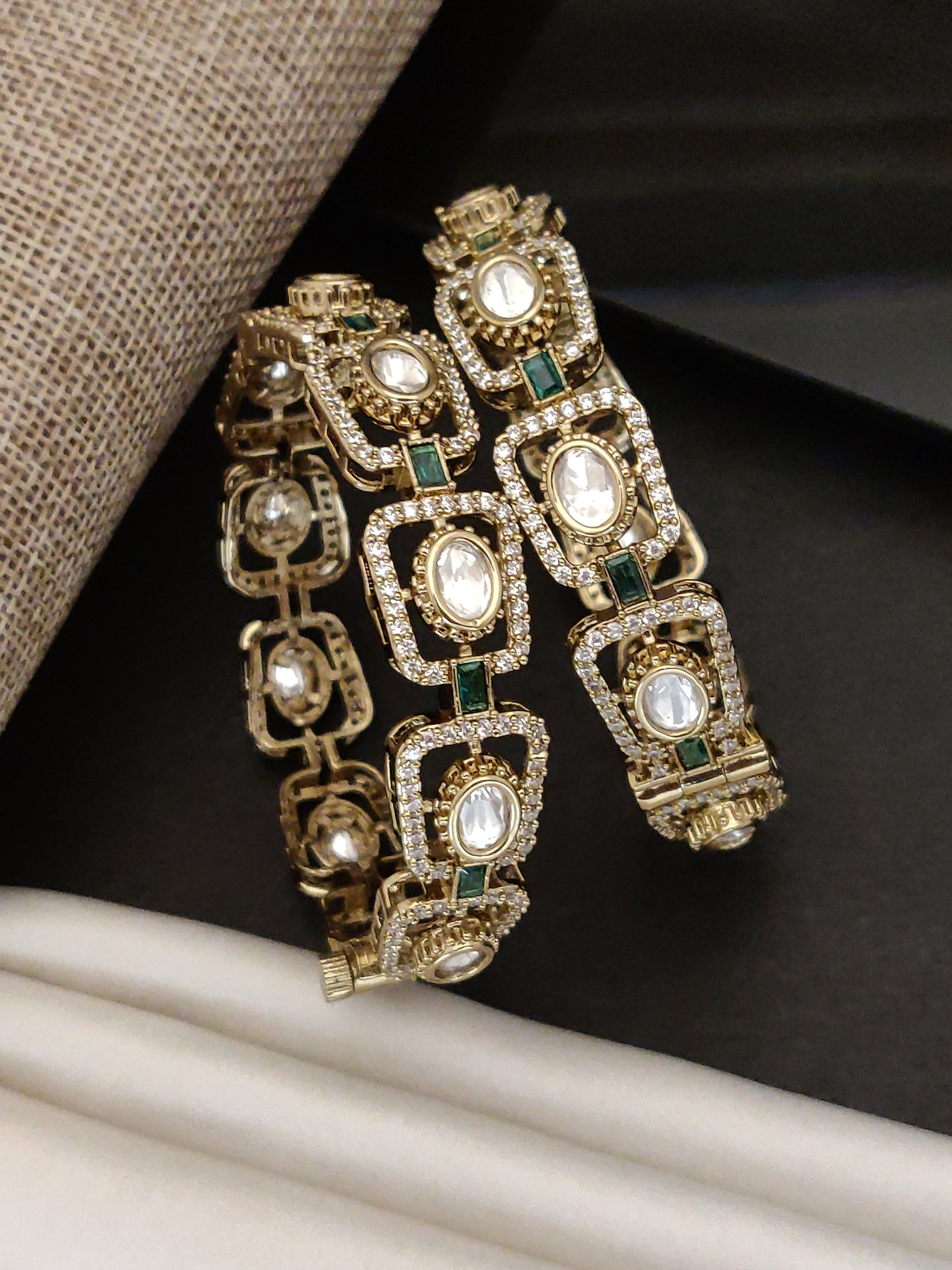 Traditional Victorian Plated Square Polki Bangles - bangle by Abdesigns Jewellery