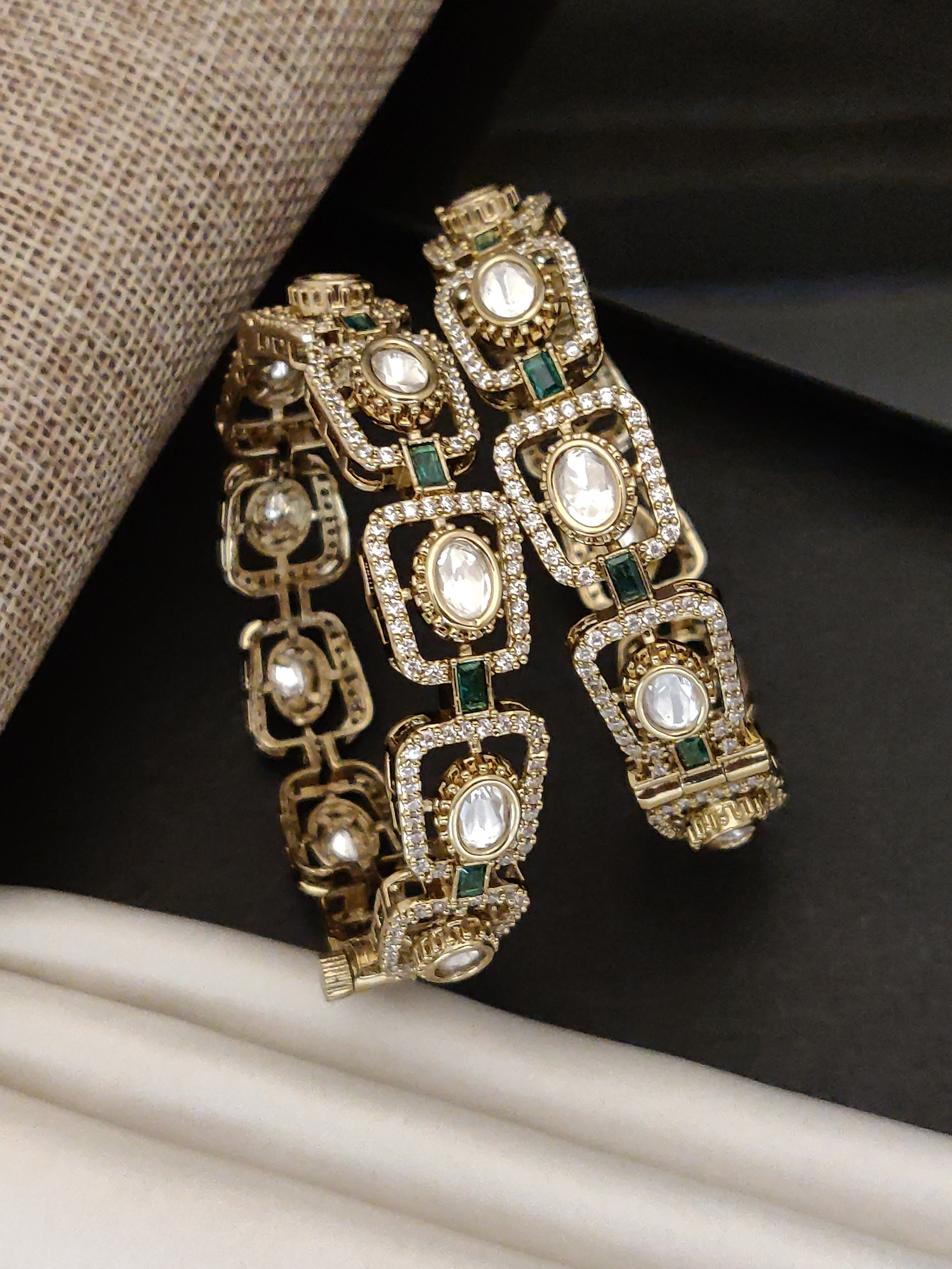 Traditional Victorian Plated Square Polki Bangles - bangle by Abdesigns Jewellery