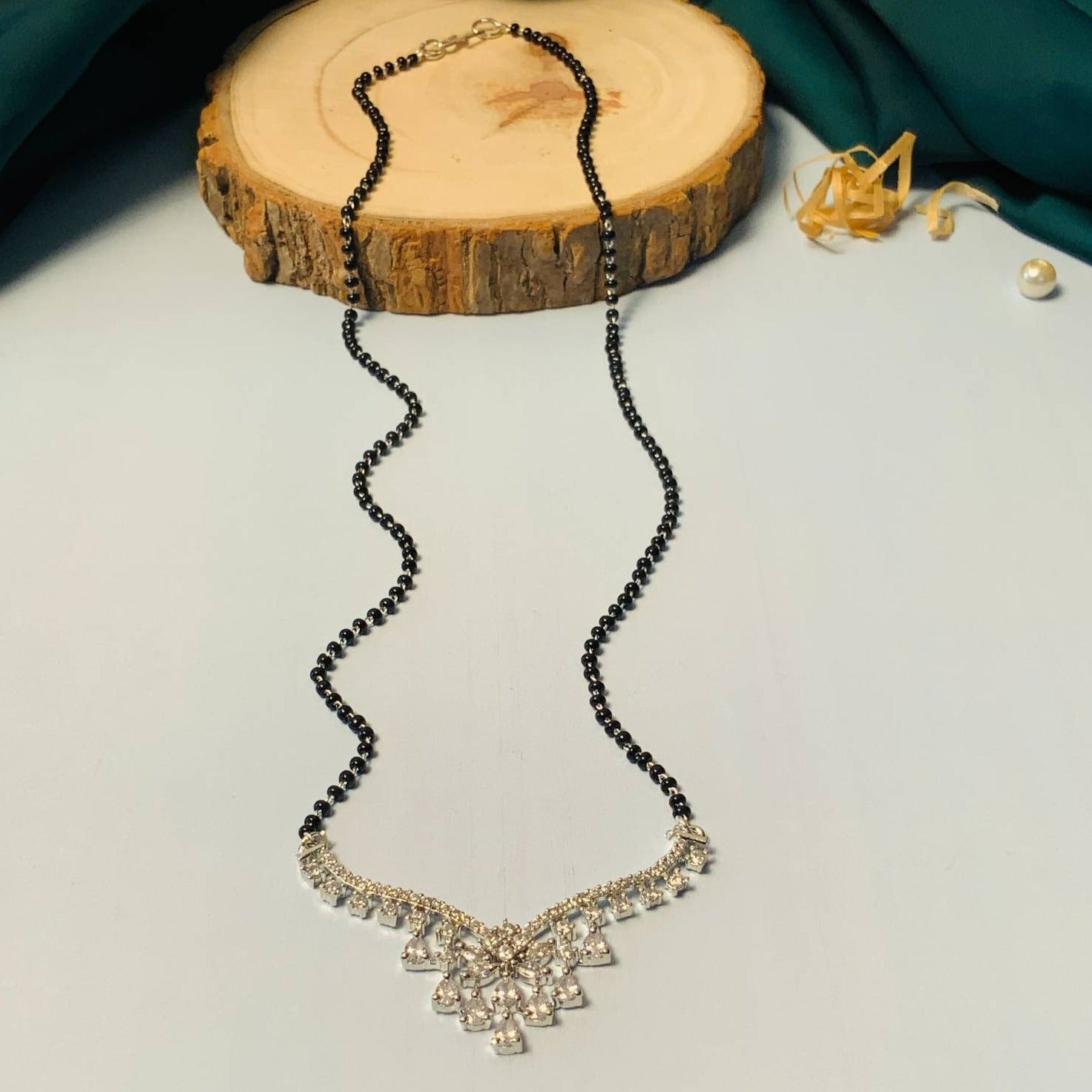 Enchanting Floral Silver Plated Mangalsutra - Abdesignsjewellery