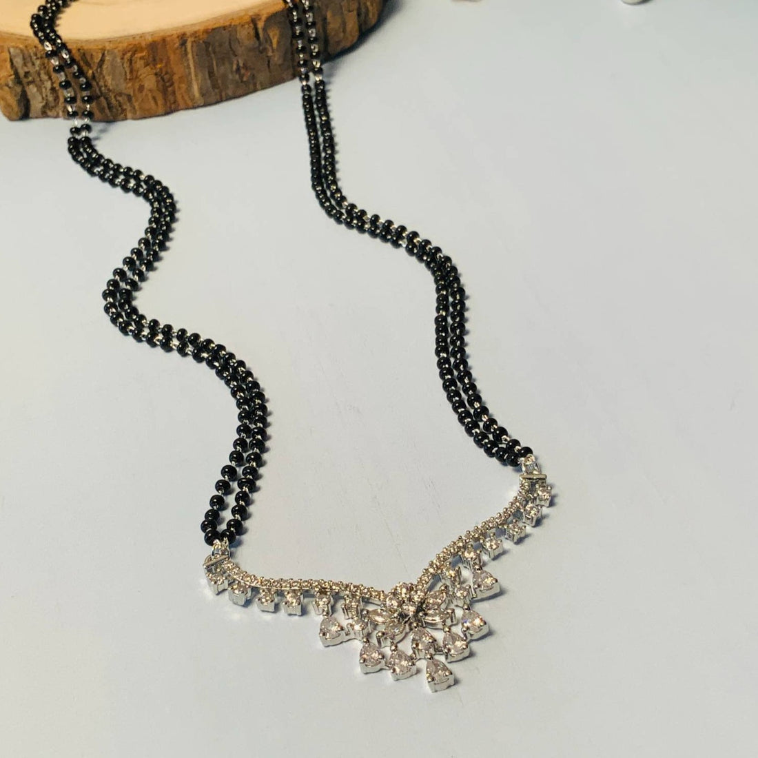 Enchanting Floral Silver Plated Mangalsutra - Abdesignsjewellery