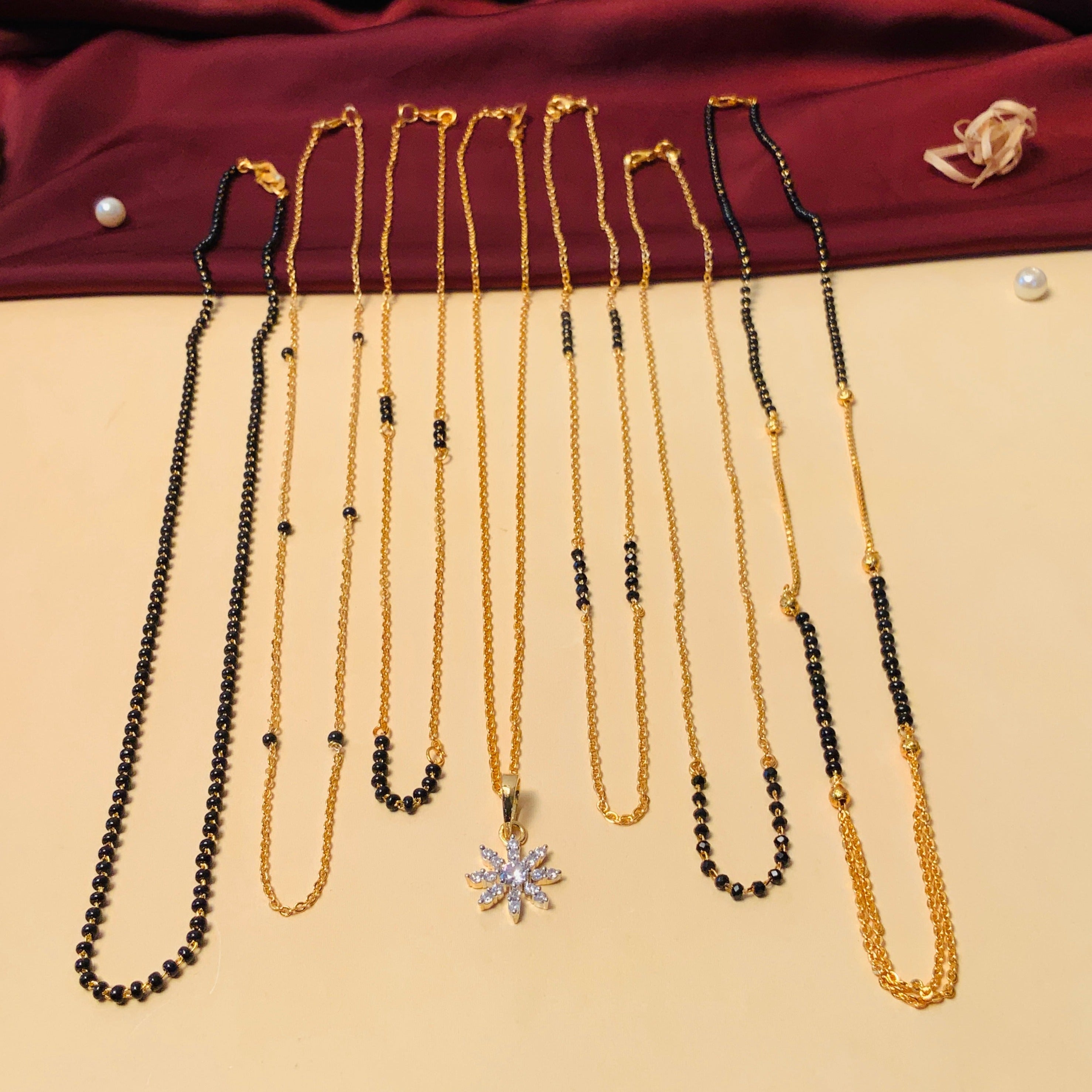 Versatile High Quality Gold Plated American Diamond Mangalsutra Combo