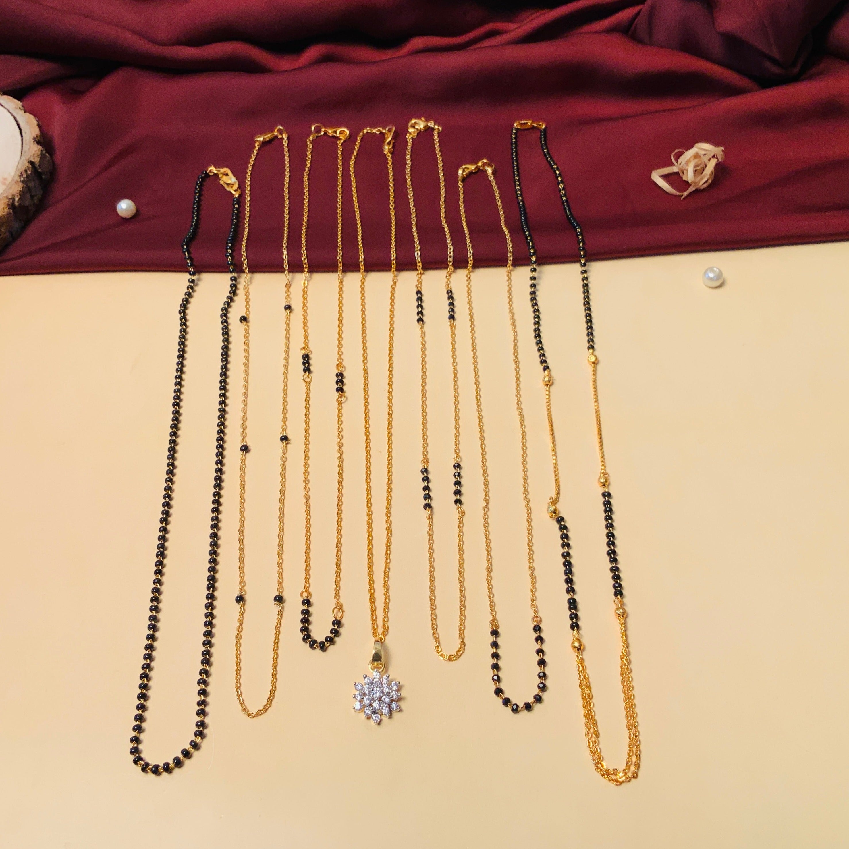 Versatile High Quality Gold Plated American Diamond Mangalsutra Combo