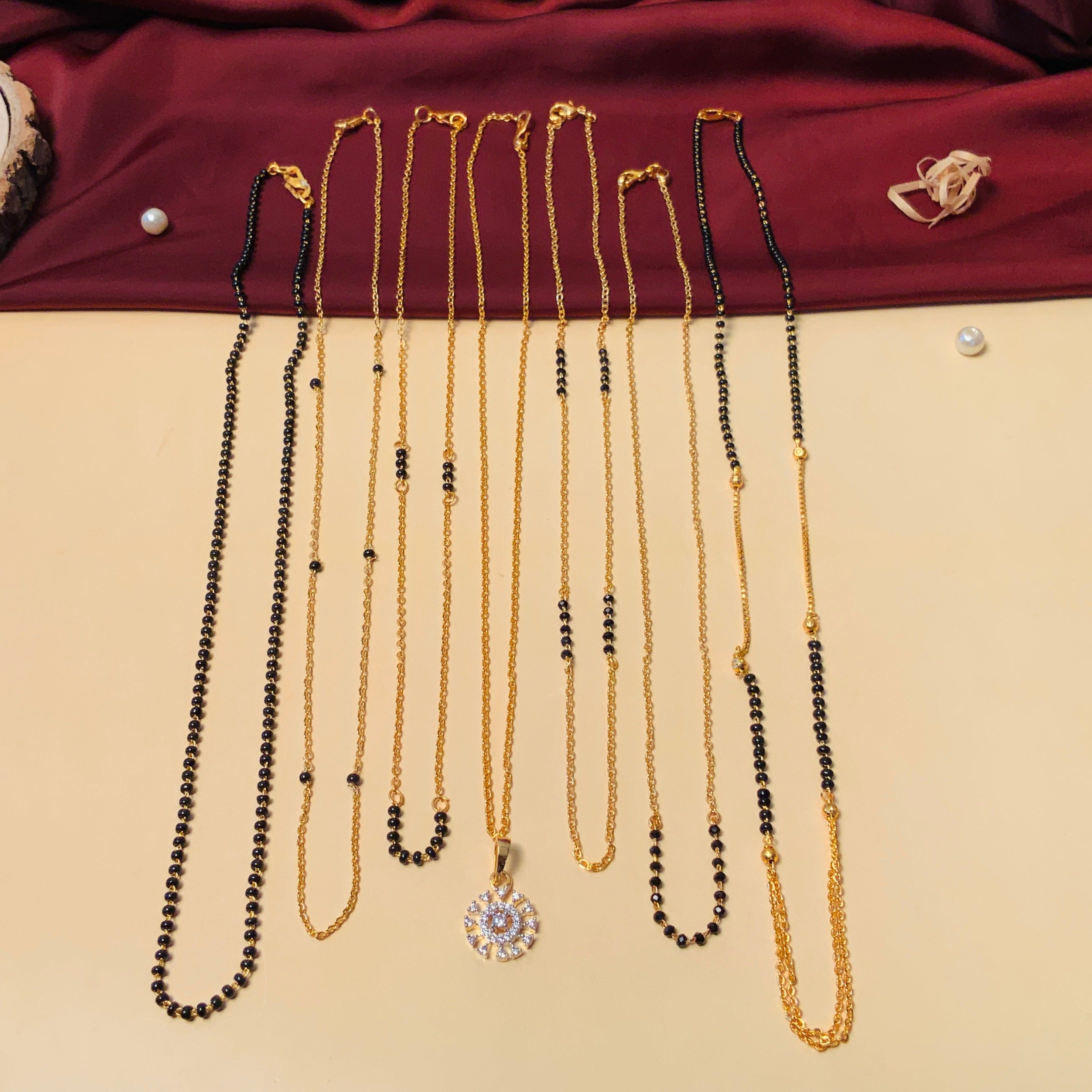 Versatile High Quality Gold Plated American Diamond Mangalsutra Combo