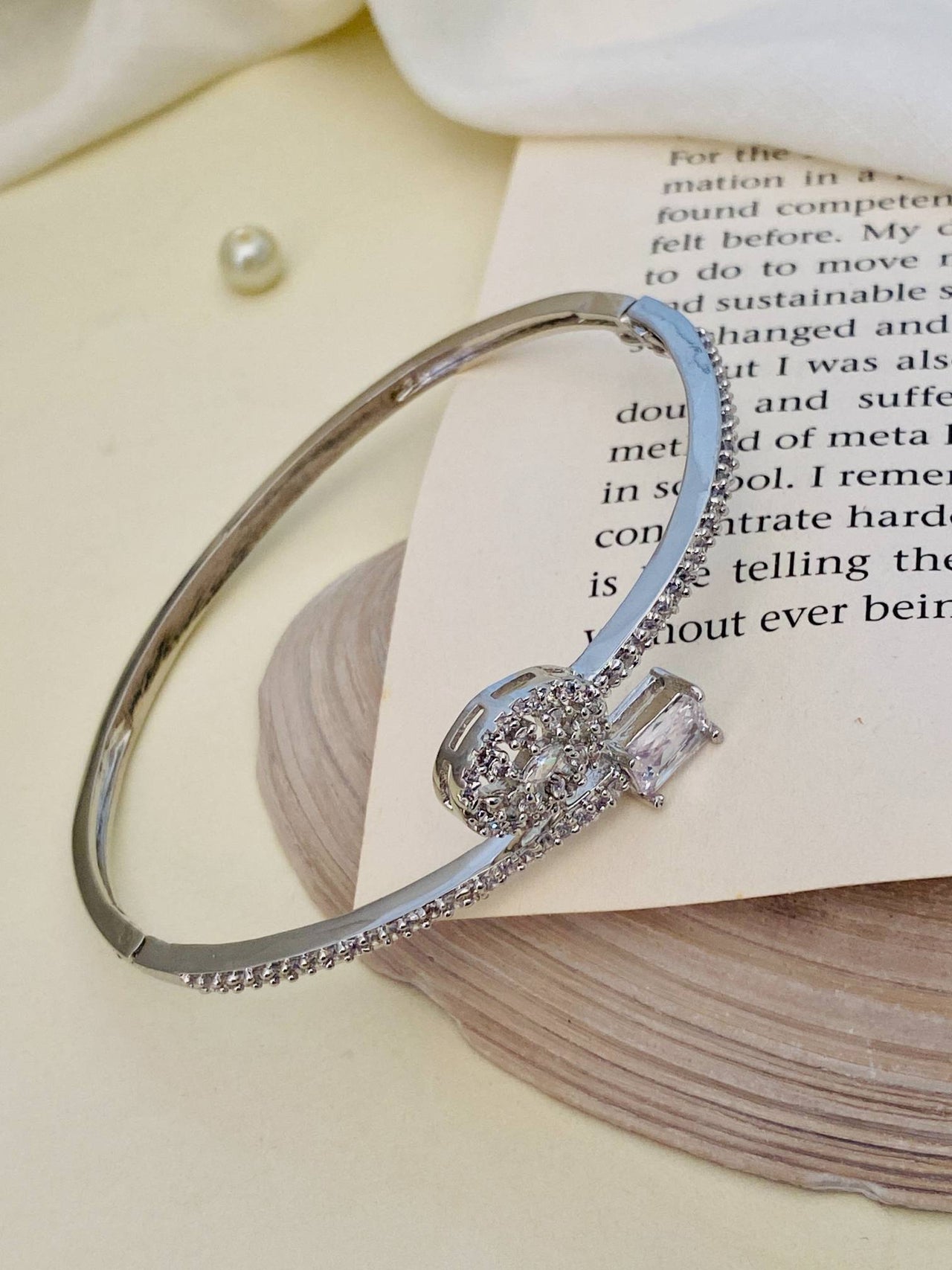 Charming Silver Plated American Diamond Bracelet