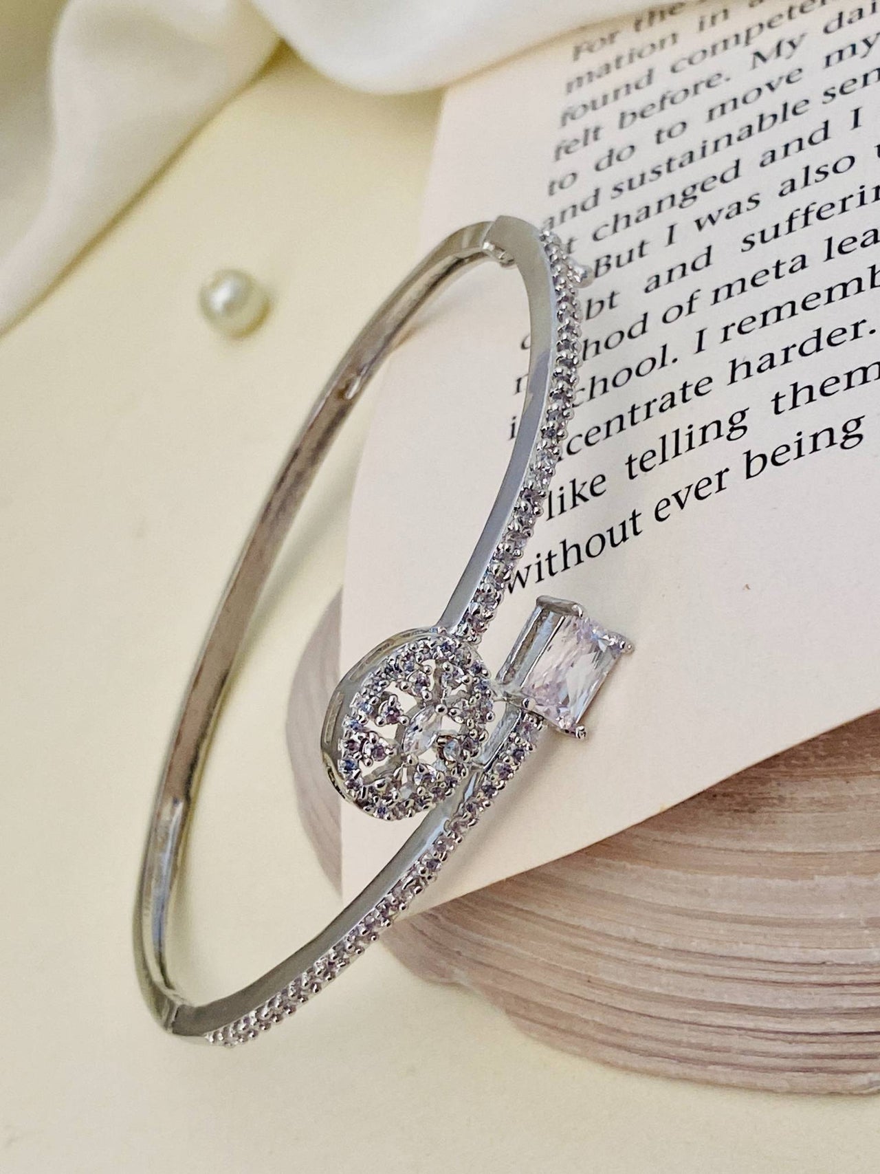 Charming Silver Plated American Diamond Bracelet