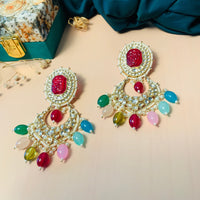 Thumbnail for High Quality MultiColour Gold Plated Stone MaangTikka & Earring Combo