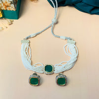 Thumbnail for Charming Colouring Stone Silver Plated Pearl Chocker Necklace