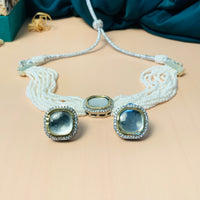 Thumbnail for Charming Colouring Stone Silver Plated Pearl Chocker Necklace
