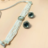 Thumbnail for Charming Colouring Stone Silver Plated Pearl Chocker Necklace