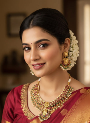 Abdesigns Gold Plated KempStone Necklace Set