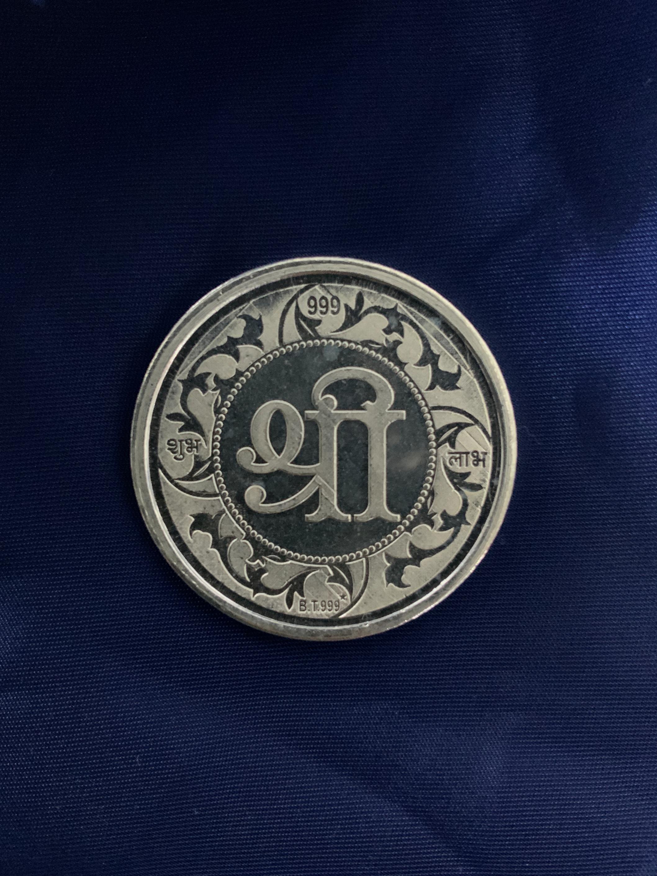 Goddess Laxmi 999 Sterling Silver Coin 10 Gm - Abdesignsjewellery