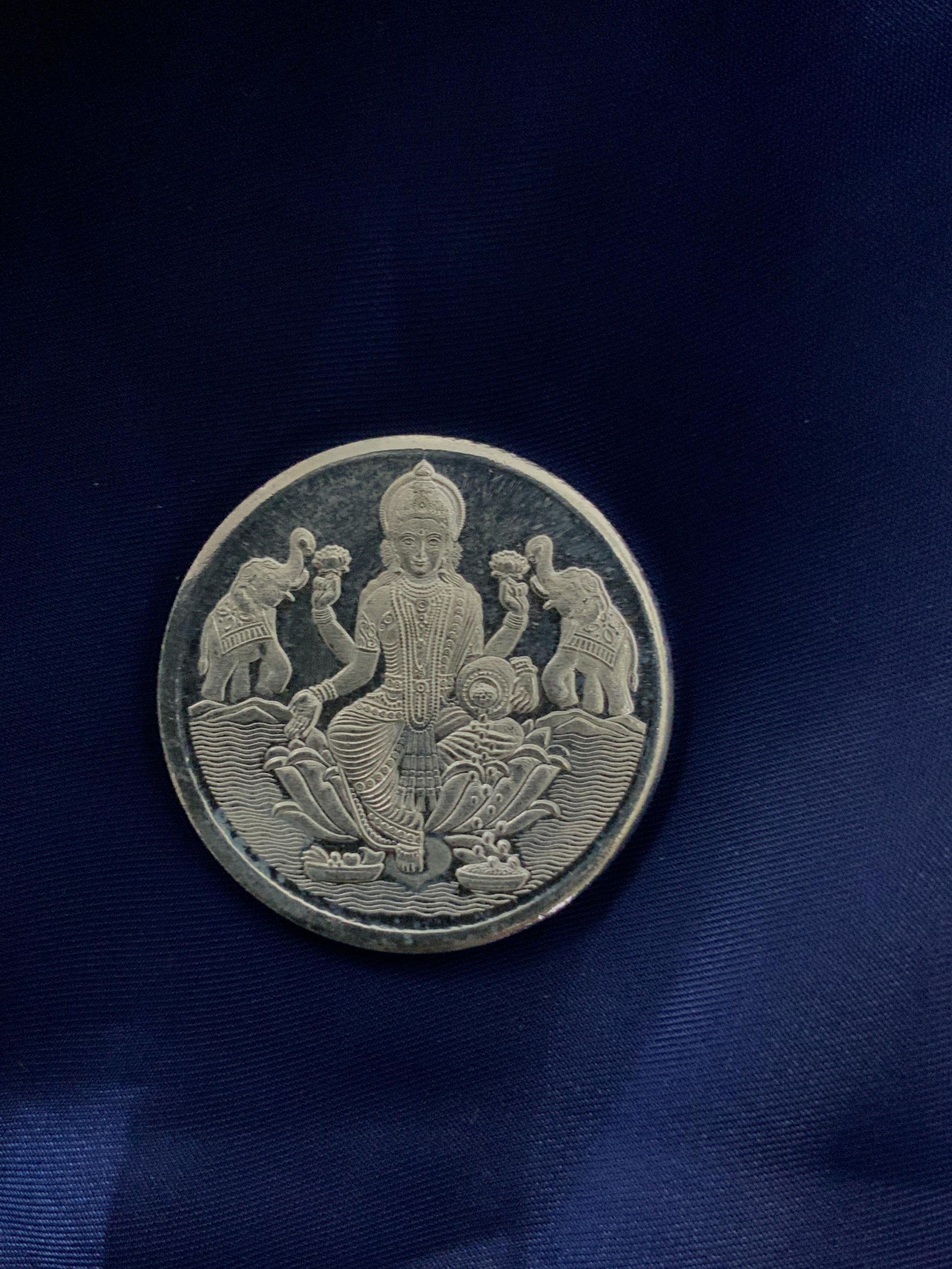 Goddess Laxmi 999 Sterling Silver Coin 10 Gm - Abdesignsjewellery