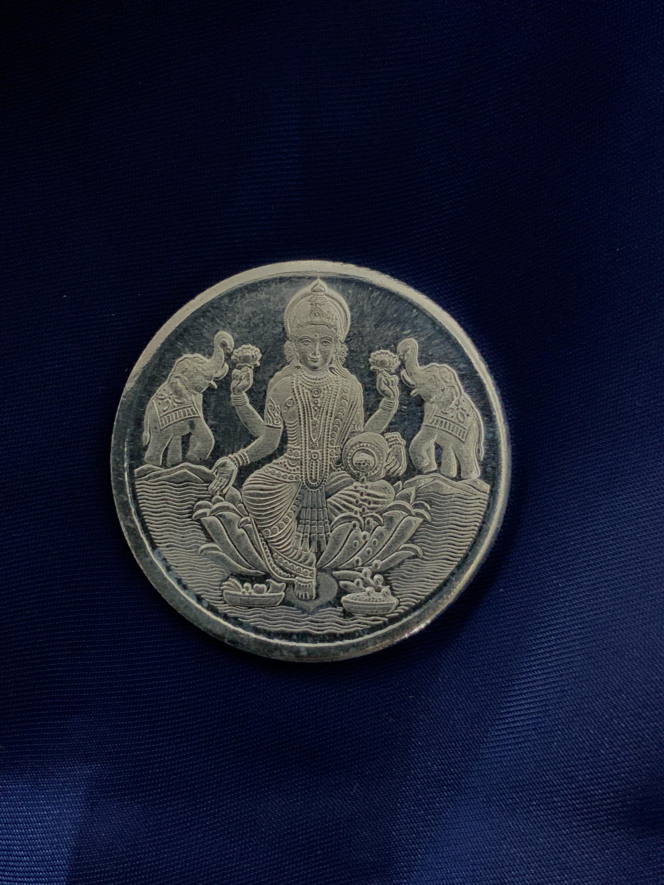 Goddess Laxmi 999 Sterling Silver Coin 10 Gm - Abdesignsjewellery