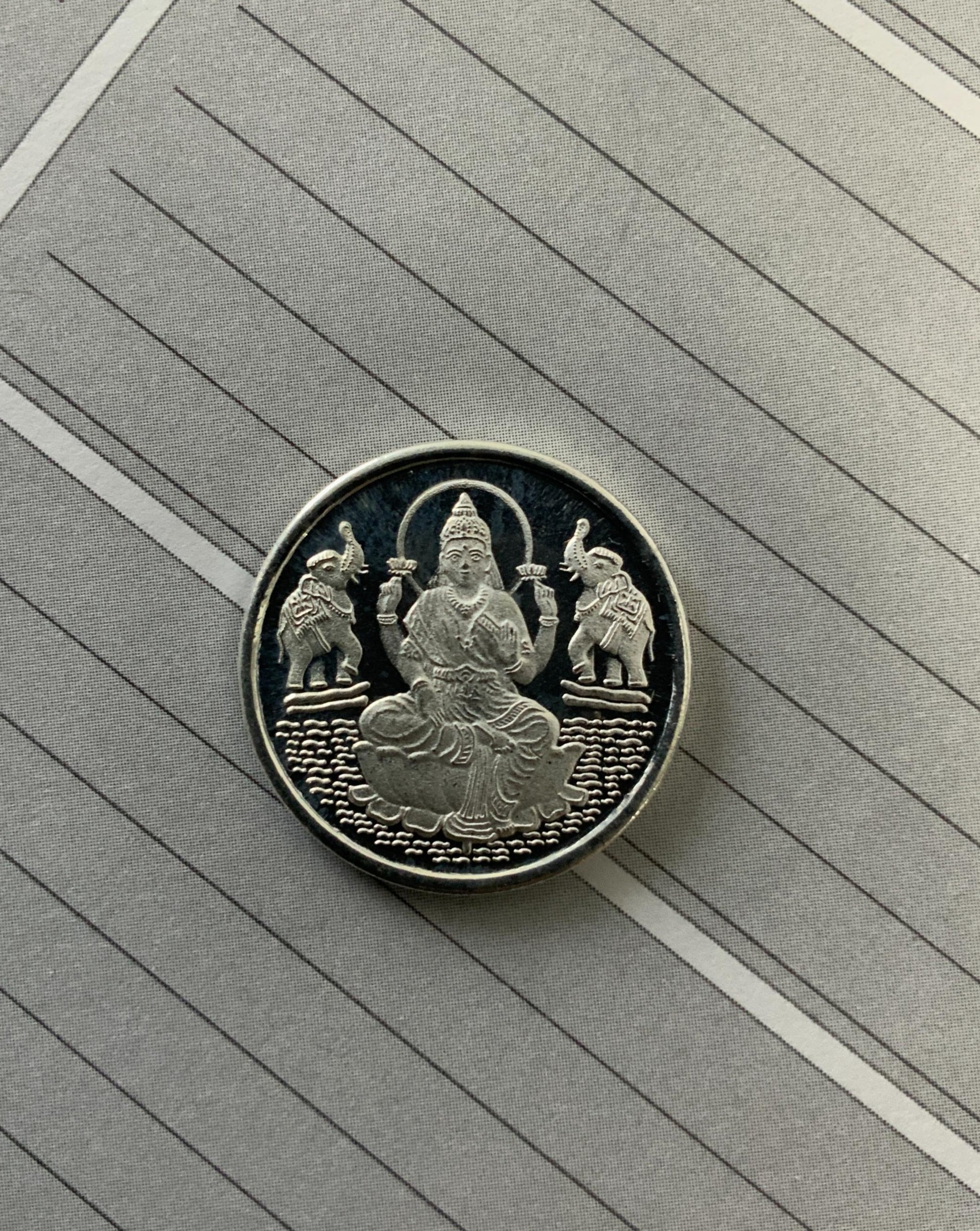 Goddess Laxmi 999 Sterling Silver Coin 5 Gm - Abdesignsjewellery