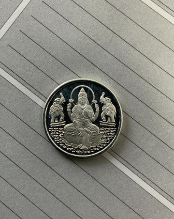 Goddess Laxmi 999 Sterling Silver Coin 5 Gm - Abdesignsjewellery