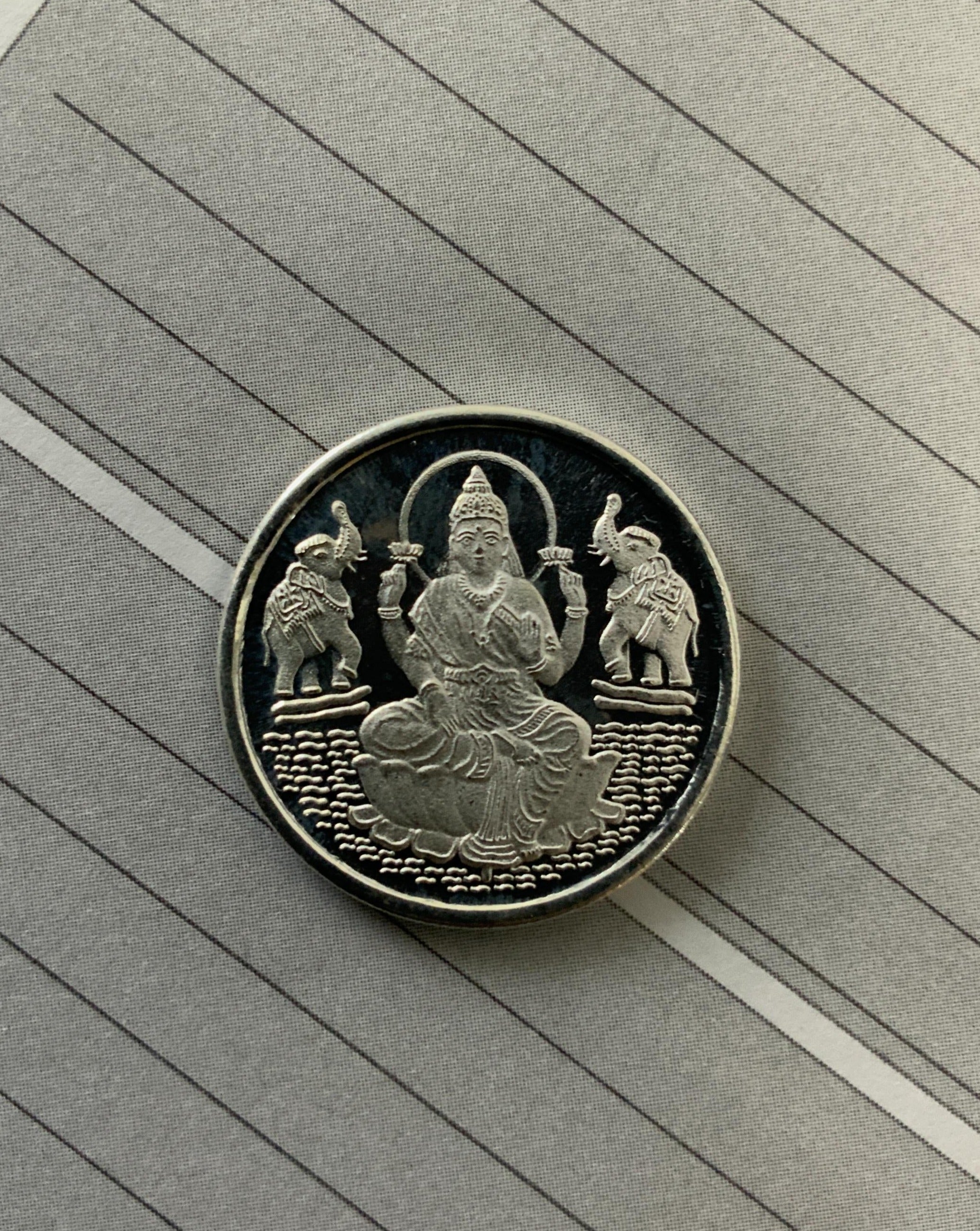 Goddess Laxmi 999 Sterling Silver Coin 5 Gm - Abdesignsjewellery