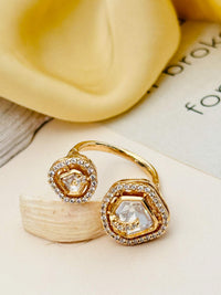 Thumbnail for Exquisite Polki Duo Triangle Ring