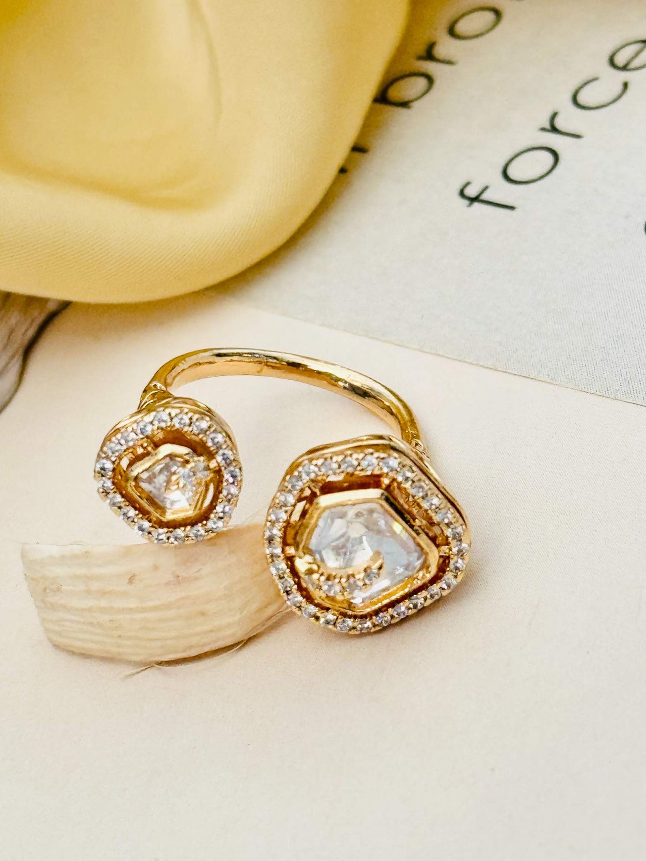 Exquisite Polki Duo Triangle Ring