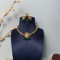 Thumbnail for Stunning Gold Plated Kundan Studded Necklace Set Ring