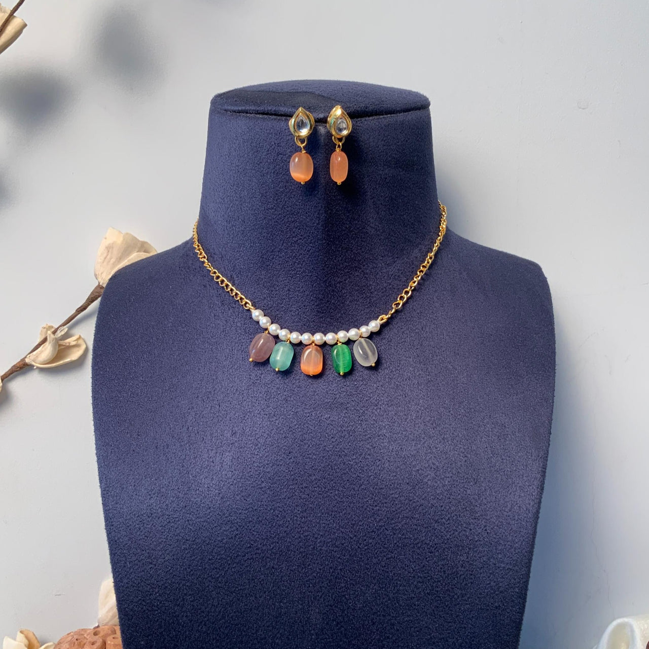 Stylish Elisa Multi Stone Contemporary Necklace