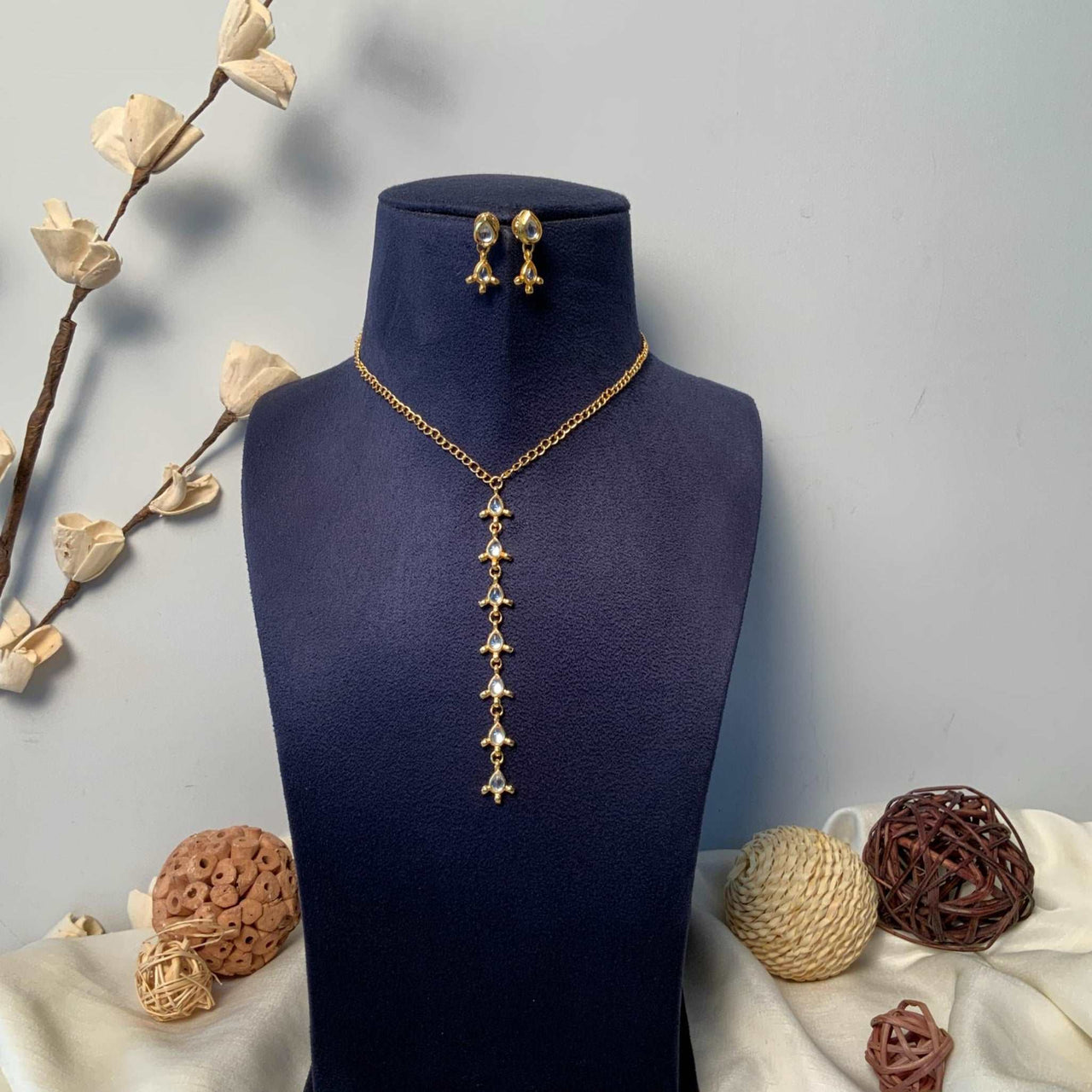 Alluring Long Kundan Gold Plated Necklace - Abdesignsjewellery