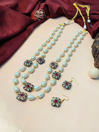 Thumbnail for Stunning Two Layered White Pearl Jaipuri Mala - Abdesignsjewellery