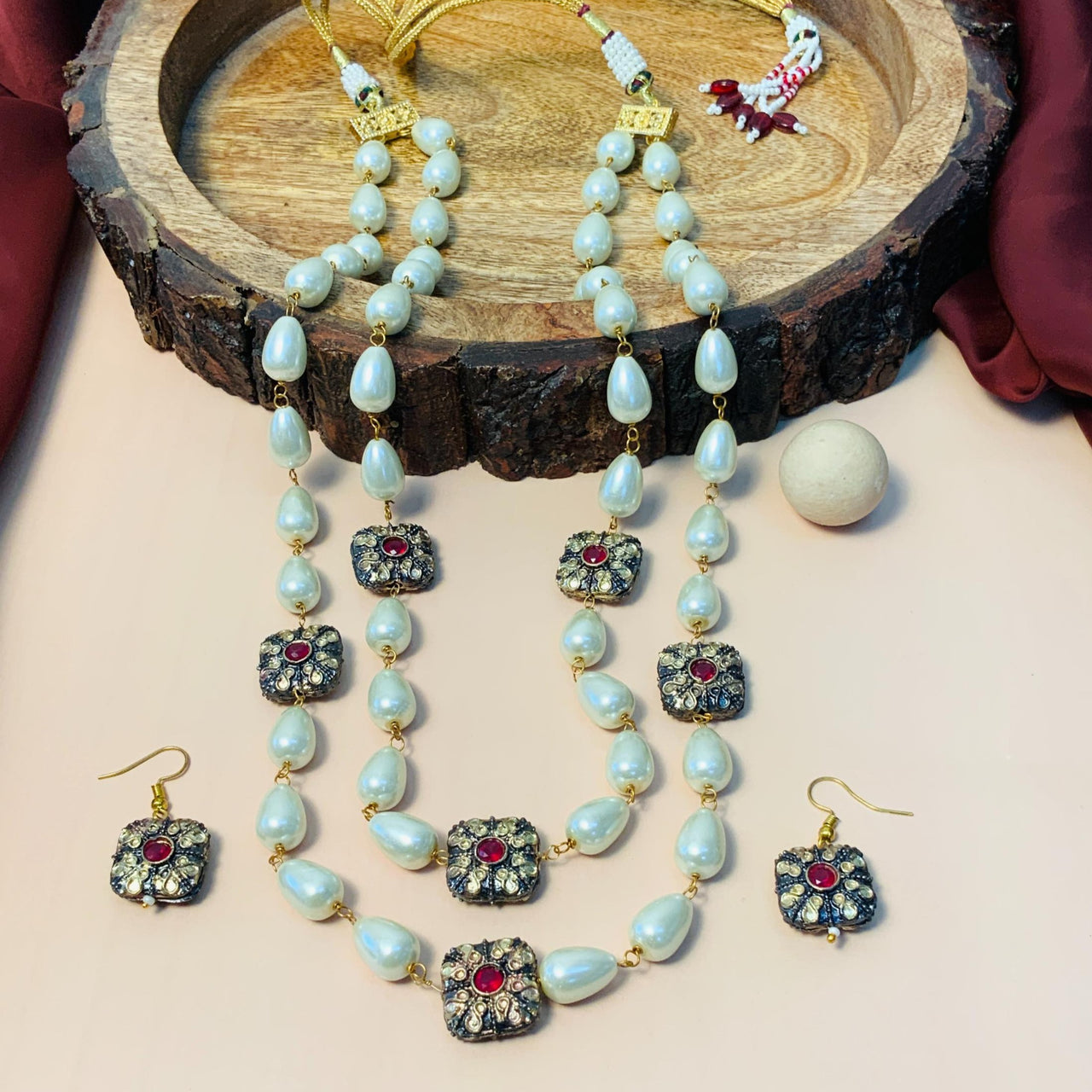 Stunning Two Layered White Pearl Jaipuri Mala - Abdesignsjewellery