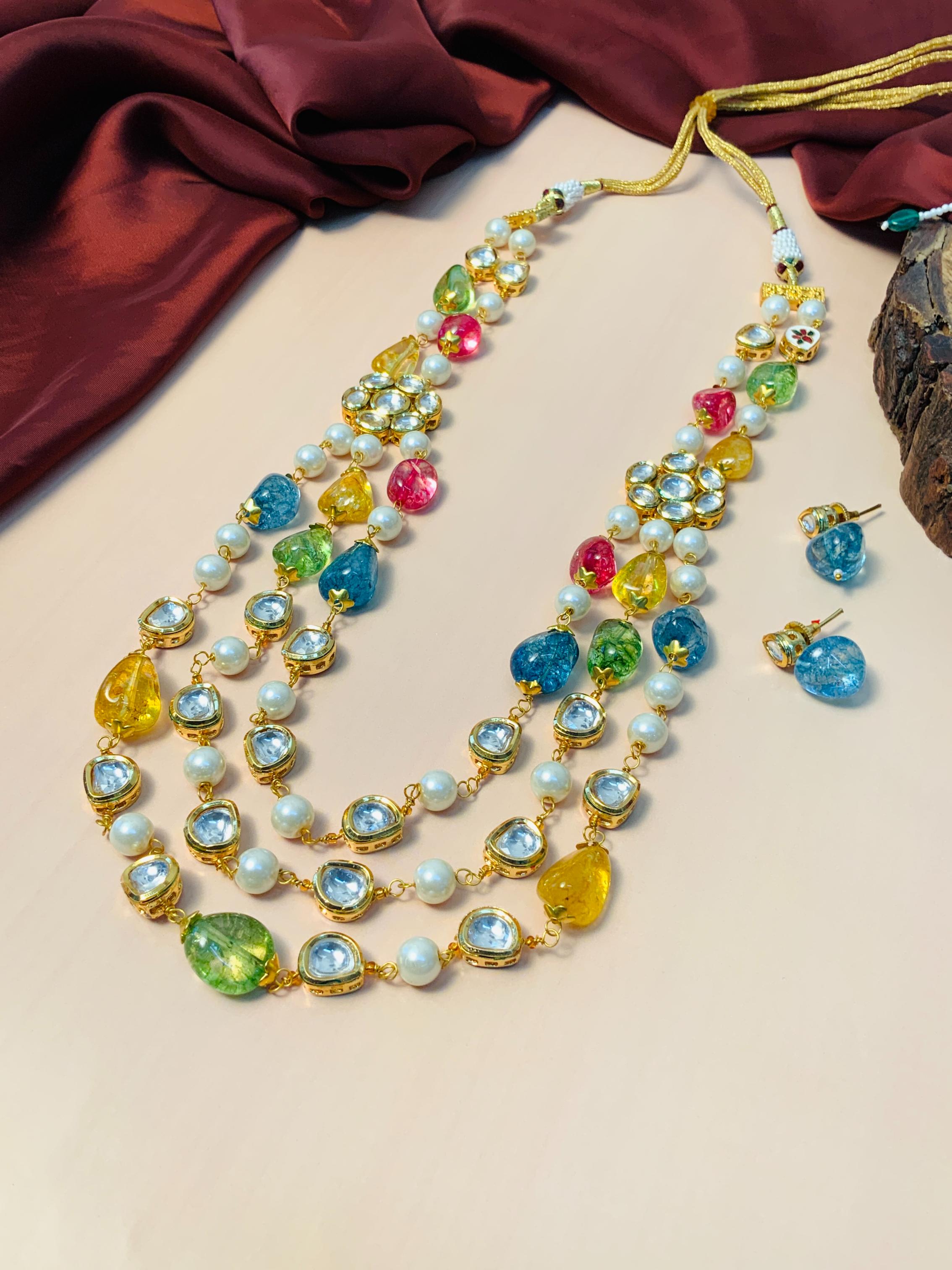 Luxurious Multicolour Jaipuri Stone Mala